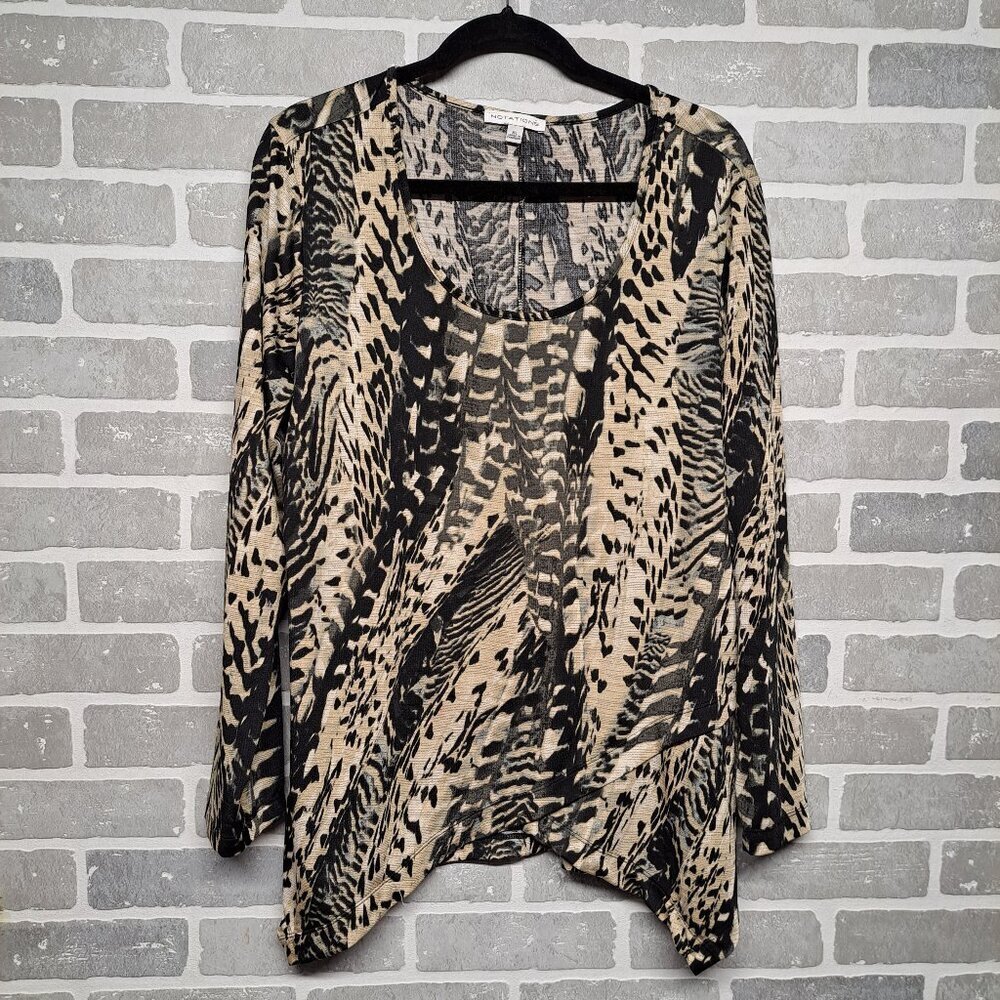 Notations Vintage Animal Print Womens‎ Long Sleeve Plus Size Top Size 1X Safari